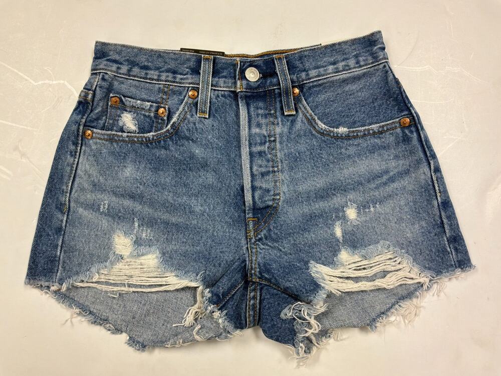 Levi's 501 Original Shorts Womens 24 High Rise Distressed Cutoff Denim Jean NWT